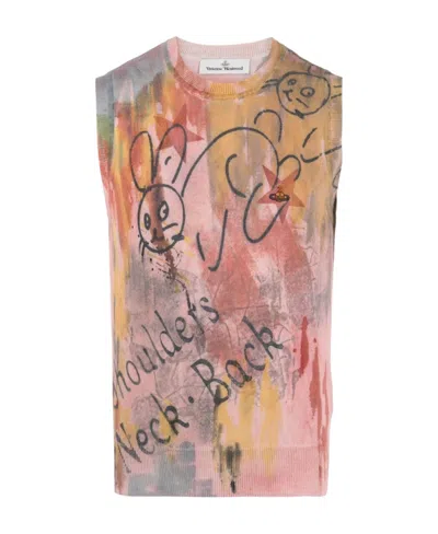 Vivienne Westwood Graphic-print Cotton Tank Top In Pink