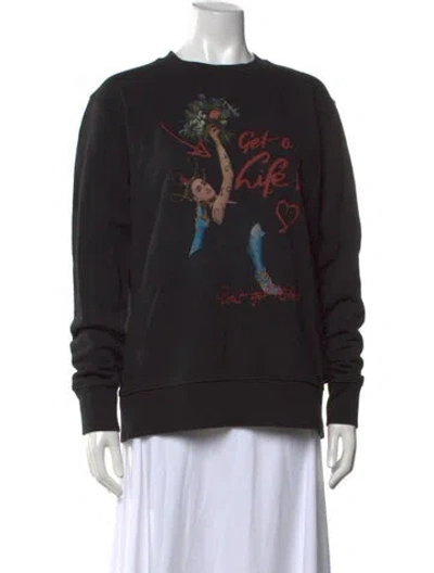 Pre-owned Vivienne Westwood Graphic Print Crew Neck Sweater In Black