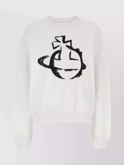 Vivienne Westwood Graphic Print Oversize Cotton Sweatshirt In Black