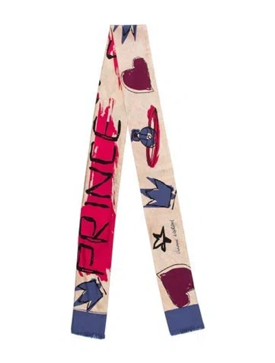 Pre-owned Vivienne Westwood Graphic Print Scarf W/ Tags In Neutrals