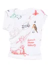 Vivienne Westwood Asymmetric Cap Sleeve Graphic Print Top In White