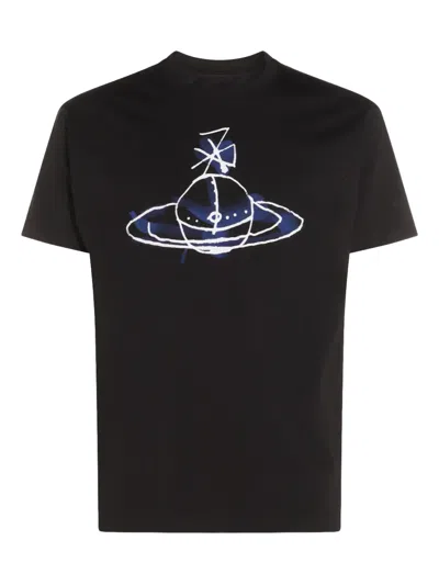 Vivienne Westwood Crew Neck Graphic Print Short Sleeves In Black