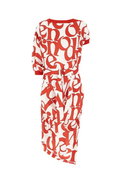 Vivienne Westwood Graphic Printed Belted Asymmetric Dress In Multi