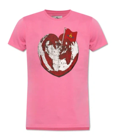 Vivienne Westwood Graphic Printed Crewneck T-shirt In Pink