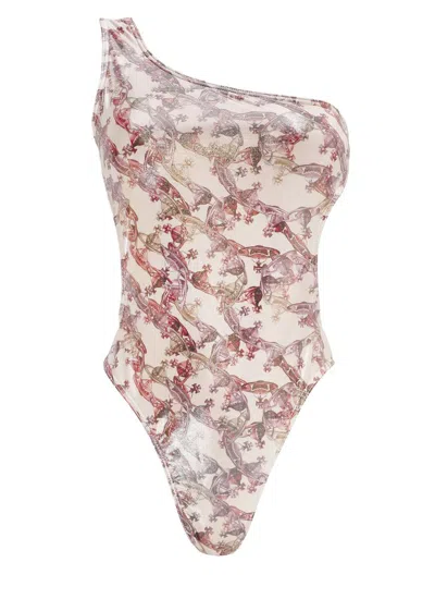 Vivienne Westwood Orb Logo-print Laminated Swimsuit In A401 White