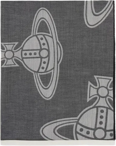 Vivienne Westwood Gray & Black Paris Orb Stole Scarf