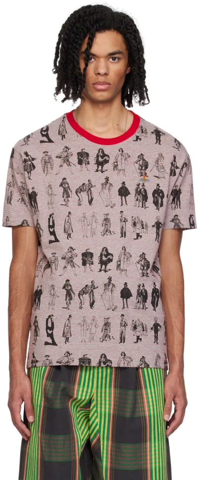 Vivienne Westwood Gray & Red Evolution Of Men T-shirt In Grey/red