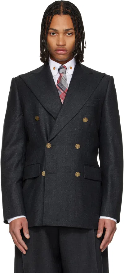 Vivienne Westwood Gray Capitan Blazer In Black