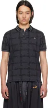 Vivienne Westwood Classic Polo Print Organic Piquet Grey-overdye-vw-grid Xxl Men In Ss25-p303