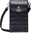Vivienne Westwood Gray Crocodile Phone Pouch In Ss25-n405