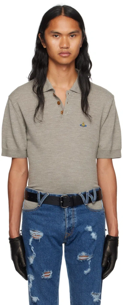 Vivienne Westwood Gray Embroidered Polo In 233-y0006-p407