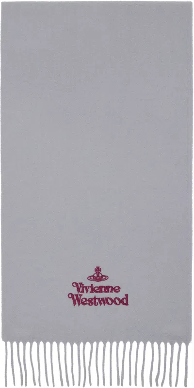 Vivienne Westwood Gray Embroidered Scarf