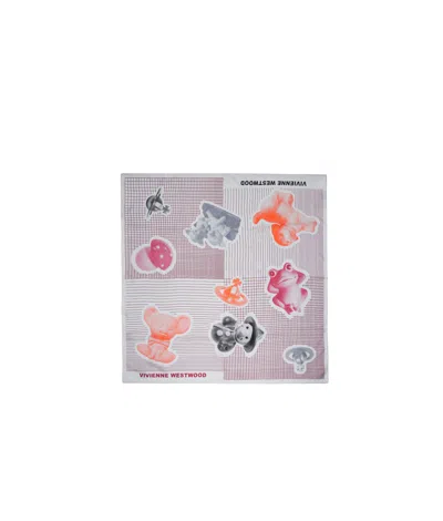 Vivienne Westwood Gray Figurine Square Scarf In Grey