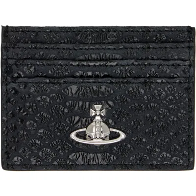 Vivienne Westwood Gray Flat Card Holder In Black