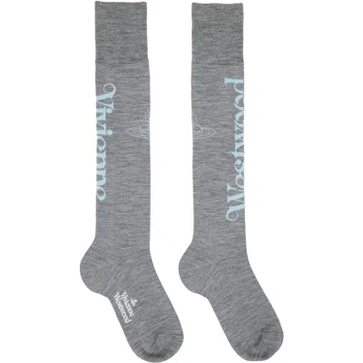 Vivienne Westwood Gray Half Logo High Socks