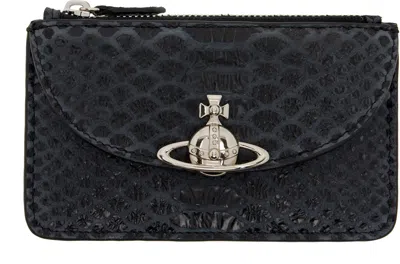 Vivienne Westwood Gray Half Moon Card Holder In Black