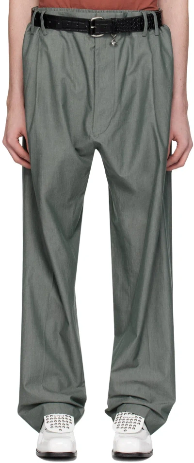 Vivienne Westwood Gray Layered Trousers In Green Melange