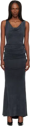 Vivienne Westwood Long Ginnie Pencil Dress Fluid Viscose Satin Black 40 Women In Gray