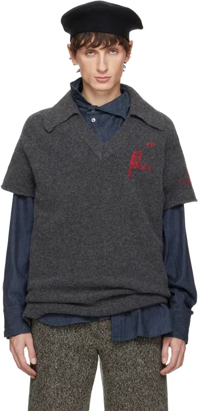 Vivienne Westwood Gray Logo Sweater Vest