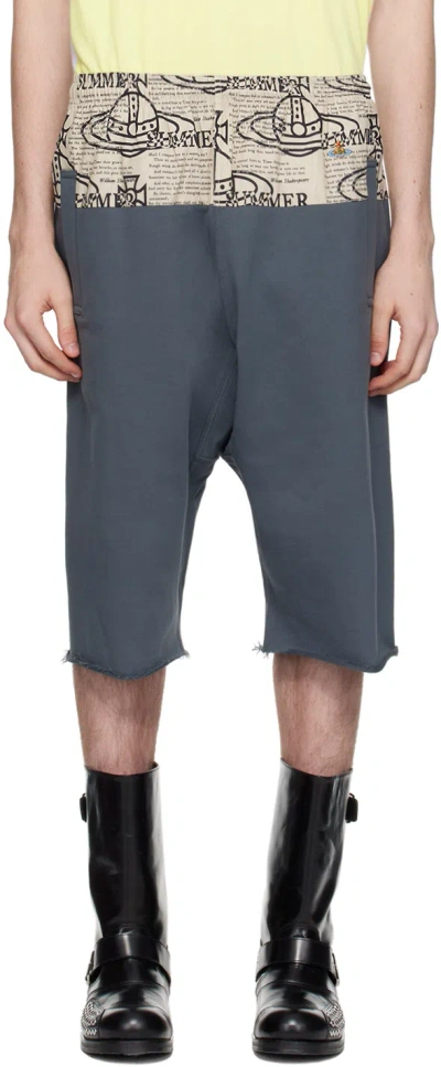 Vivienne Westwood Gray Paneled Shorts In Grey