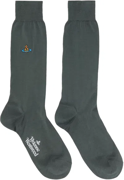 Vivienne Westwood Gray Plain Socks In Grey