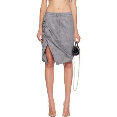 Vivienne Westwood Gray Side Panther Midi Skirt In Silver