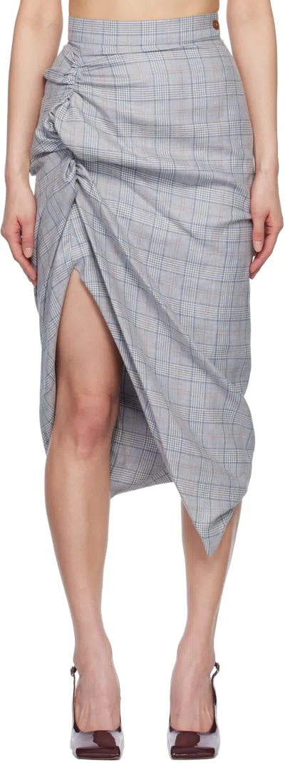 VIVIENNE WESTWOOD GRAY SIDE PANTHER MIDI SKIRT
