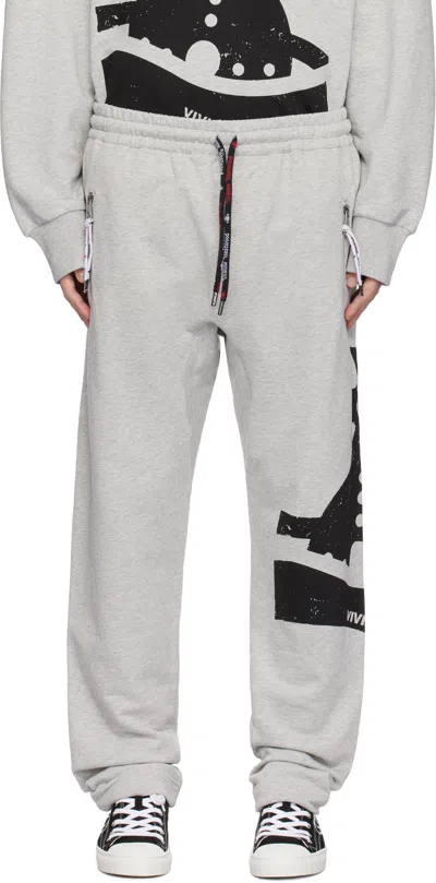 VIVIENNE WESTWOOD GRAY SUNKEN ORB FOOTBALL SWEATPANTS