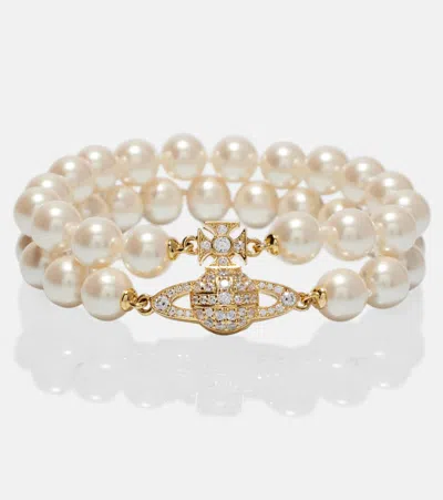 VIVIENNE WESTWOOD GRAZIELLA EMBELLISHED FAUX PEARL BRACELET