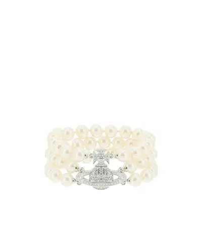 Vivienne Westwood Graziella Orb-charm Embellished Bracelet In White