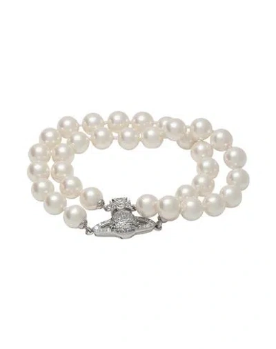Vivienne Westwood Graziella Pearl Bracelet Woman Bracelet Silver Size - Brass, Cubic Zirconia