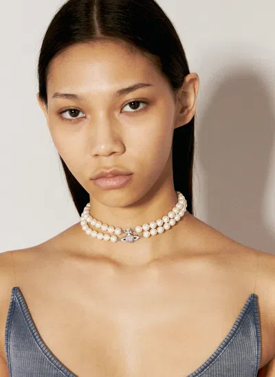 Vivienne Westwood Graziella Pearl Choker Necklace In Silver