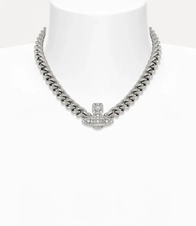 Vivienne Westwood Graziella Small Choker In Platinum-white-cz