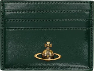 Vivienne Westwood Green 3d Orb Flat Card Holder