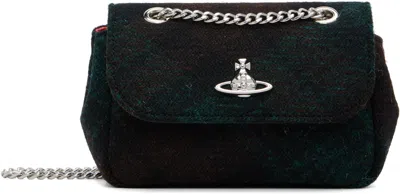 Vivienne Westwood Green Check Small Chain Bag In Black