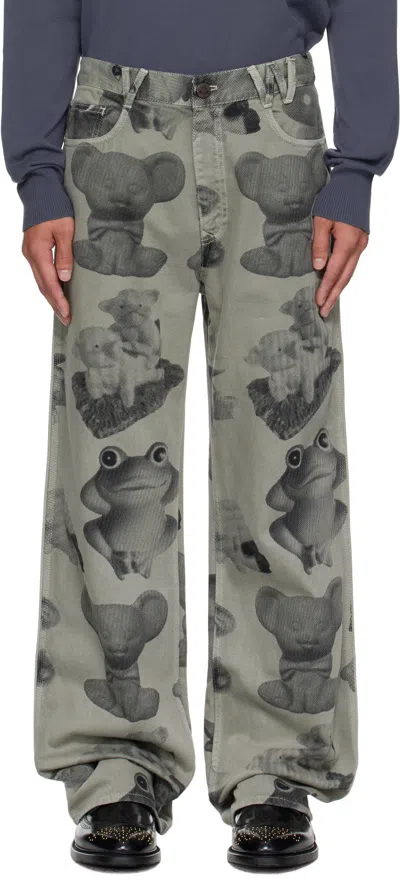 Vivienne Westwood Green Dyed Figurine Raymond Jeans In Multi