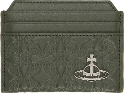 Vivienne Westwood Green Embossed Nappa Slim Card Holder