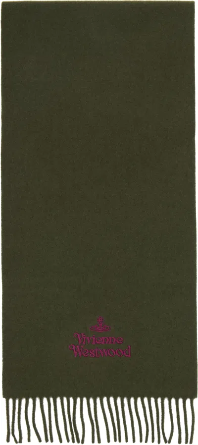 Vivienne Westwood Green Embroidered Scarf