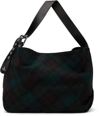 Vivienne Westwood Green Maxime Large Bag In Black