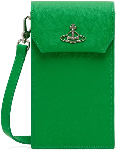 Vivienne Westwood Green Phone Pouch In Bright Green