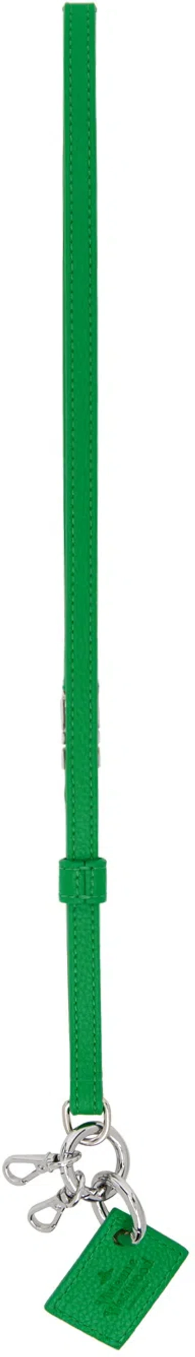 Vivienne Westwood Green Re-vegan Lanyard Tag Keychain In M401 Bright Green