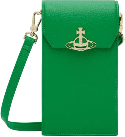 Vivienne Westwood Green Re-vegan Phone Pouch In Bright Green