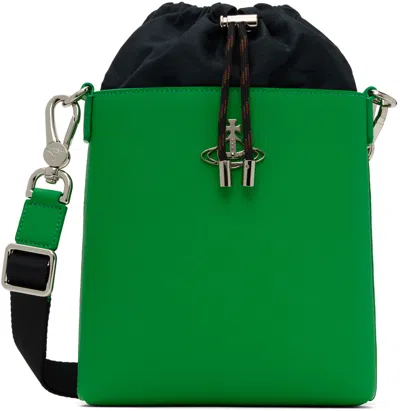 Vivienne Westwood Green Saffiano Drawstring Crossbody Bag In Bright Green