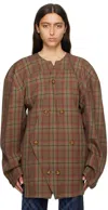 Vivienne Westwood Green Sheikh Peacoat In M203 Green And Orang