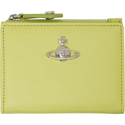 Vivienne Westwood Green Slim Flap Card Holder In Aw26-m403 Lime Green