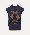 Vivienne Westwood Greg Vest Wool / Polyamide / Elastane Navy-camel S/m Unisex In Black