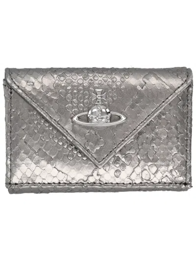 Vivienne Westwood Grey Calf Leather Wallet In Gray