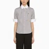 VIVIENNE WESTWOOD VIVIENNE WESTWOOD GREY COTTON SHIRT WITH LOGO EMBROIDERY WOMEN