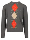 Vivienne Westwood Grey Crew Neck Sweater With Diamond Pattern Knitwear Grey