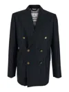 Vivienne Westwood Grey Double-breasted Jacket With Wide Peak Lapels In Wool Man In Blue